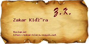 Zakar Klára névjegykártya